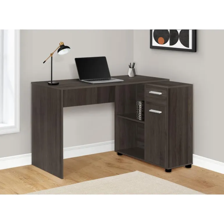 Computer desk - 46"l / brown oak / storage cabinet - Monarch