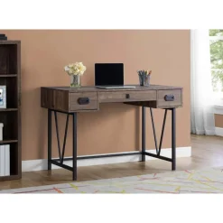 Computer desk - 48"l / brown reclaimed wood / black metal - Monarch