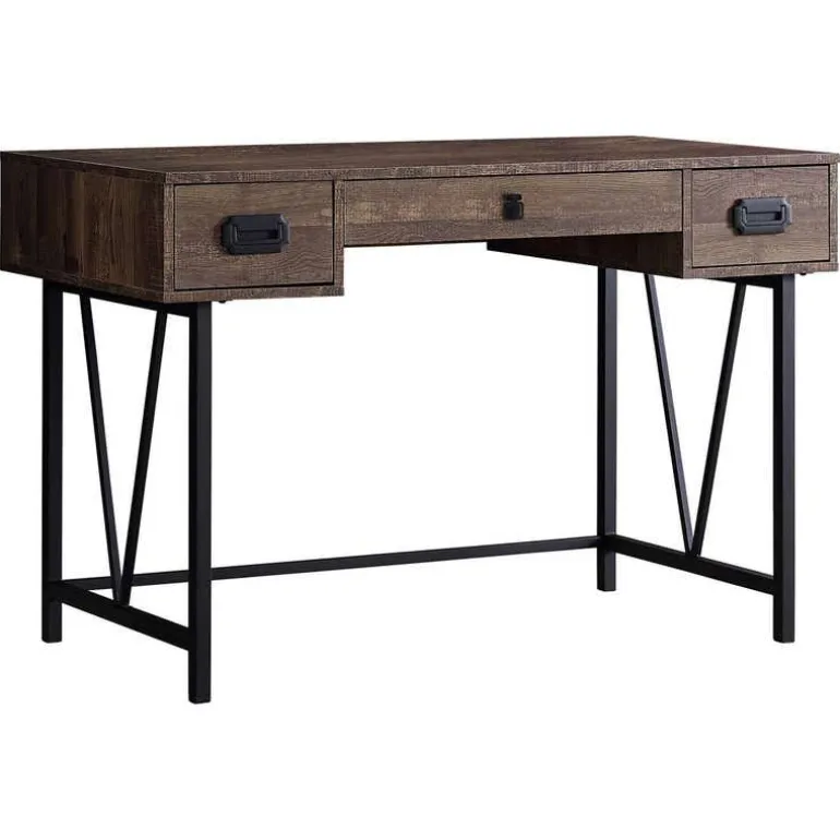 Computer desk - 48"l / brown reclaimed wood / black metal - Monarch
