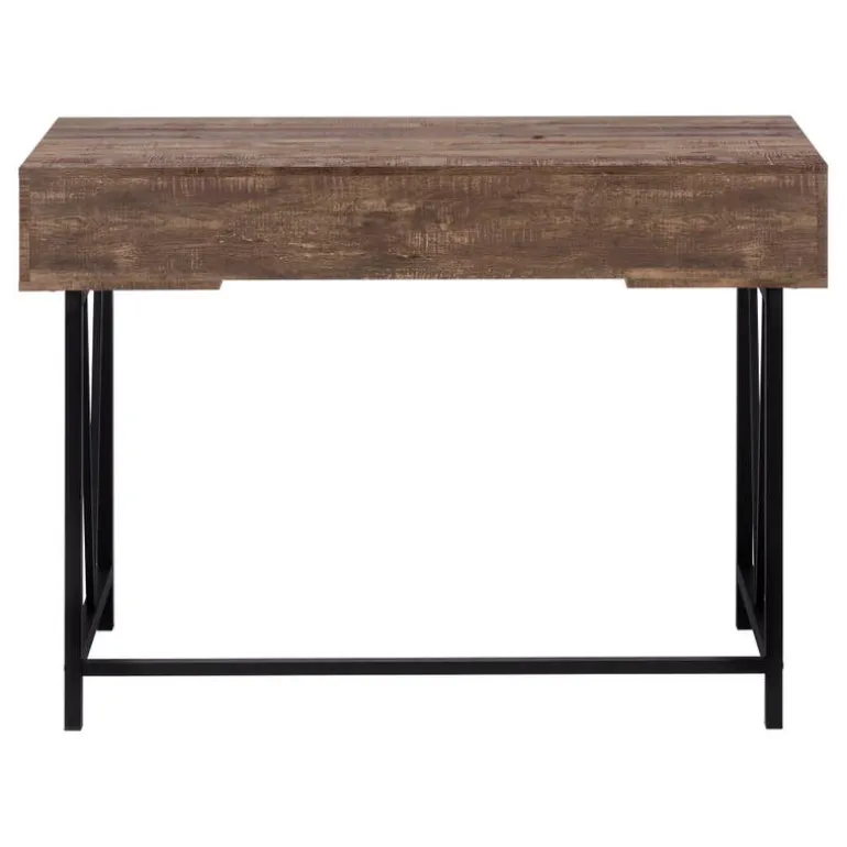 Computer desk - 48"l / brown reclaimed wood / black metal - Monarch