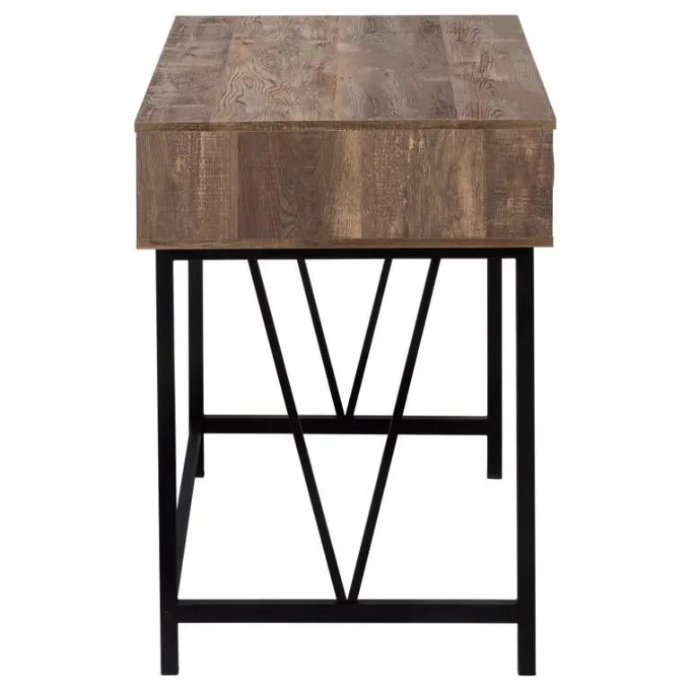 Computer desk - 48"l / brown reclaimed wood / black metal - Monarch
