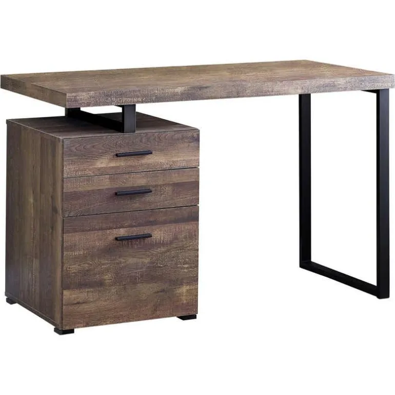 Computer desk - 48"l / brown reclaimed wood / black metal - Monarch