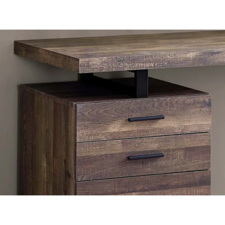 Computer desk - 48"l / brown reclaimed wood / black metal - Monarch