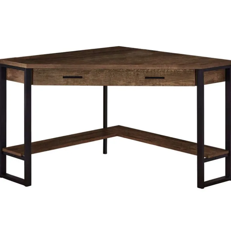Computer desk - 42"l / brown reclaimed wood corner - Monarch