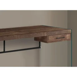 Computer desk - 48"l / brown reclaimed wood/ glass panels - Monarch