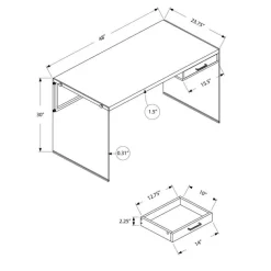 Computer desk - 48"l / brown reclaimed wood/ glass panels - Monarch