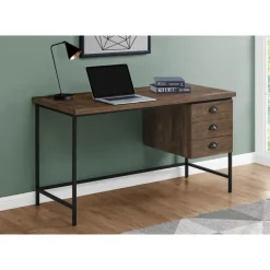 Computer desk - 55"l / brown reclaimed wood / black metal - Monarch