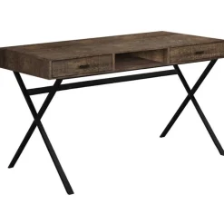 Computer desk - 48"l / brown reclaimed wood / black metal - Monarch