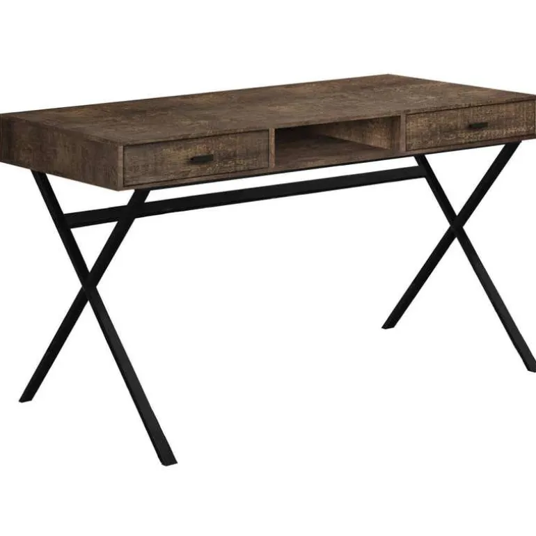 Computer desk - 48"l / brown reclaimed wood / black metal - Monarch