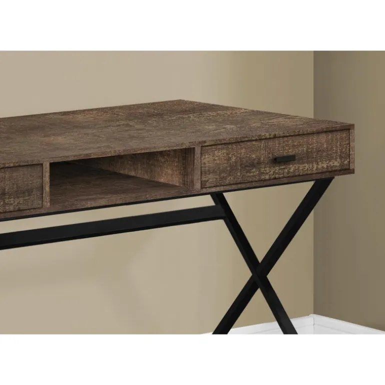 Computer desk - 48"l / brown reclaimed wood / black metal - Monarch