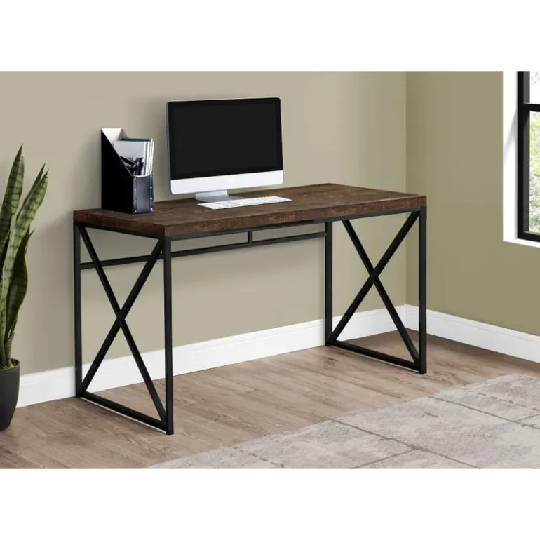 Computer desk - 48"l / brown reclaimed wood / black metal - Monarch