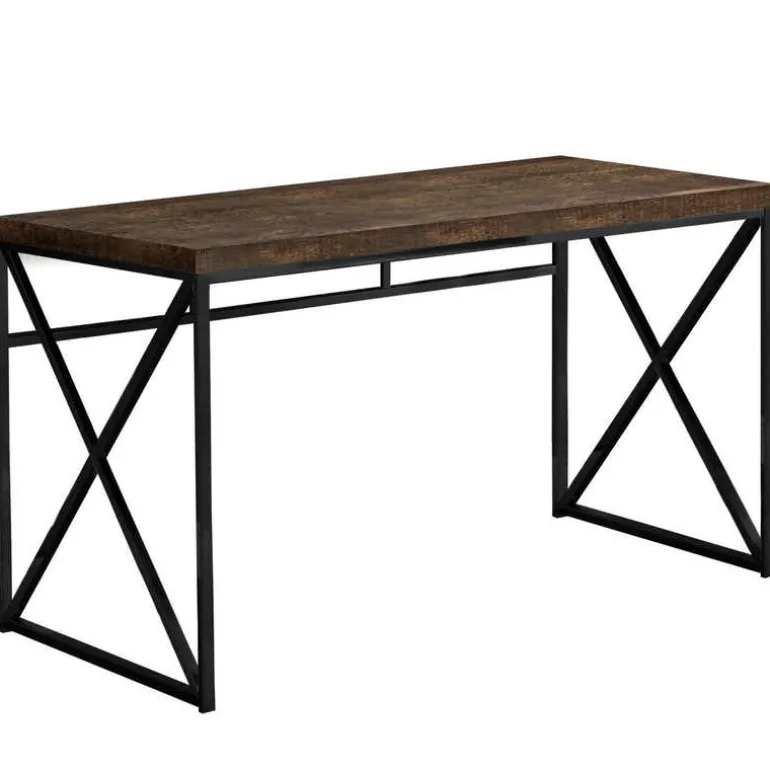 Computer desk - 48"l / brown reclaimed wood / black metal - Monarch