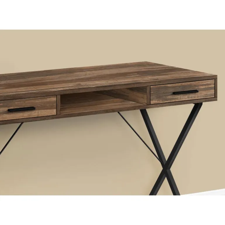 Computer desk - 42"l / brown reclaimed wood / black metal - Monarch