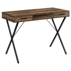 Computer desk - 42"l / brown reclaimed wood / black metal - Monarch