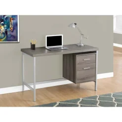 Computer desk - 48"l / dark taupe / silver metal - Monarch