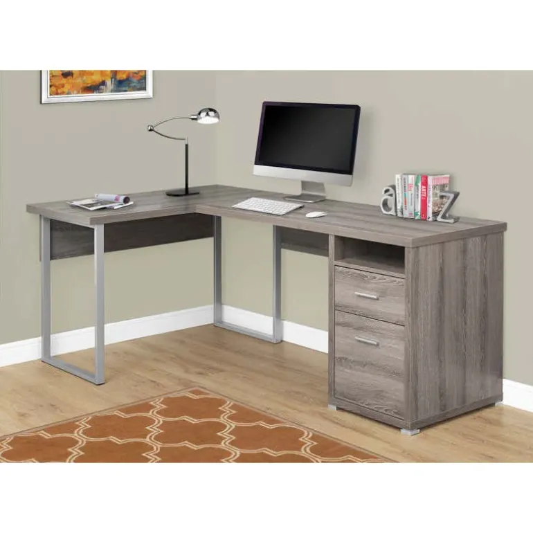Computer desk - 80"l / dark taupe left or right facing - Monarch