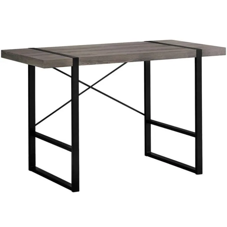 Computer desk - 48"l / dark taupe / black metal - Monarch