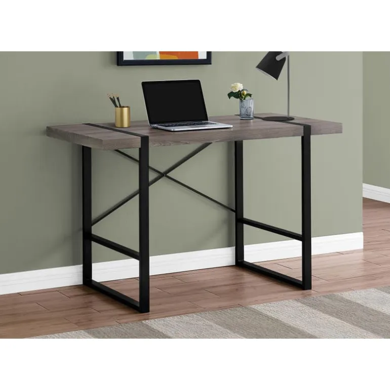 Computer desk - 48"l / dark taupe / black metal - Monarch