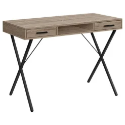 Computer desk - 42"l / dark taupe / black metal - Monarch