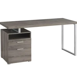Computer desk - 60"l / dark taupe / silver metal - Monarch