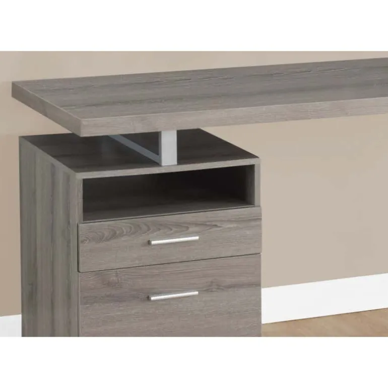 Computer desk - 60"l / dark taupe / silver metal - Monarch
