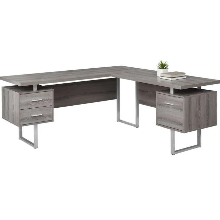 Computer desk - 70"l / dark taupe left or right facing - Monarch