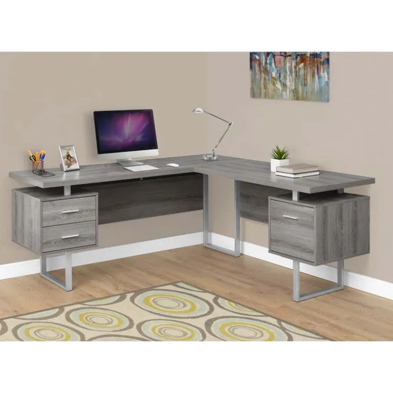 Computer desk - 70"l / dark taupe left or right facing - Monarch