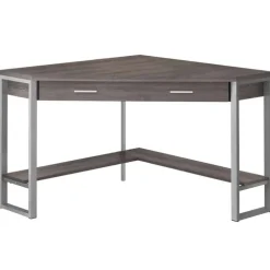 Computer desk - 42"l / dark taupe corner / silver metal - Monarch