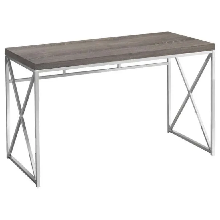 Computer desk - 48"l / dark taupe / chrome metal - Monarch