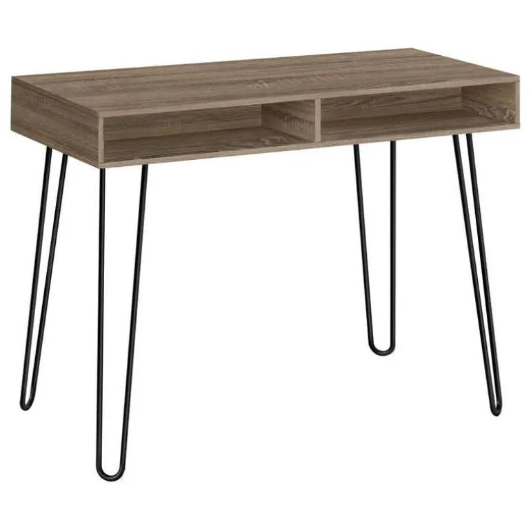 Computer desk - 40"l / dark taupe / black metal - Monarch