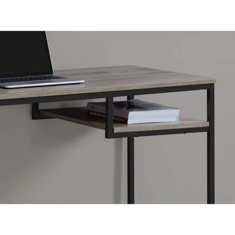 Computer desk - 48"l / dark taupe / black metal - Monarch