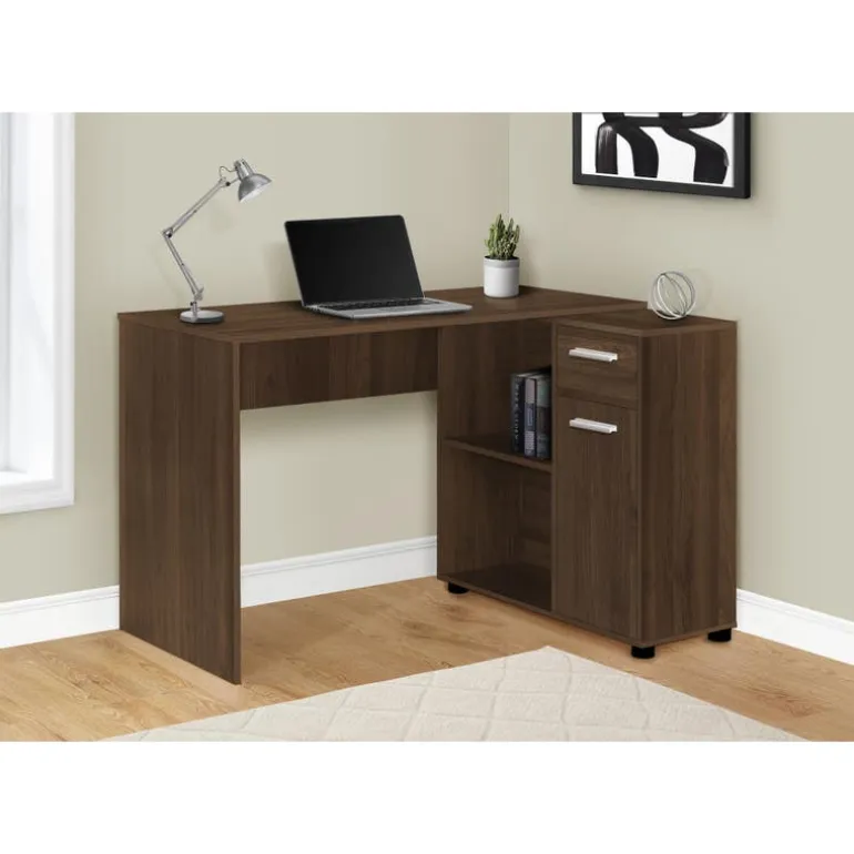 Computer desk - 46"l / dark walnut / storage cabinet - Monarch