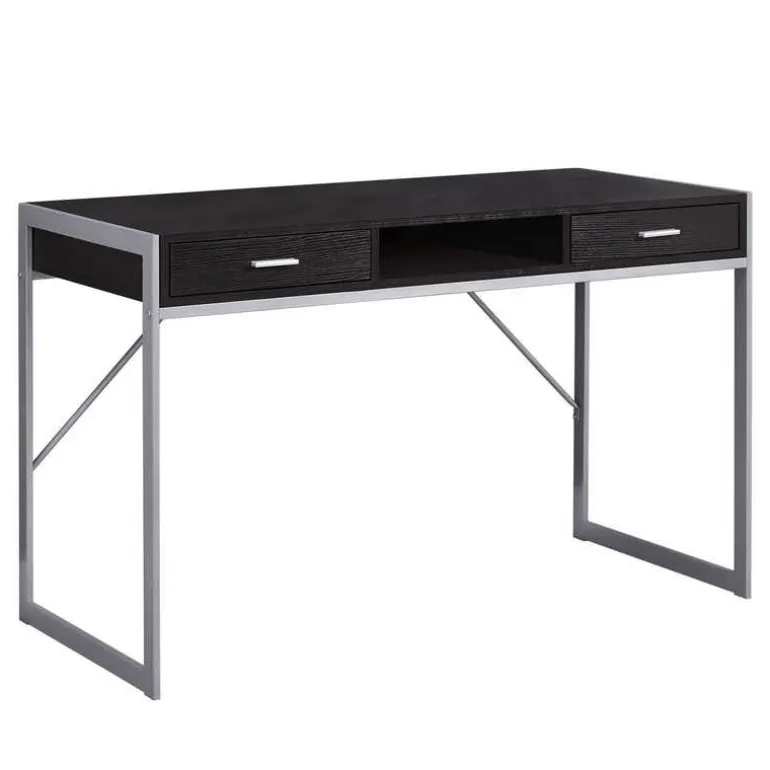 Computer desk - 48"l / espresso / silver metal - Monarch