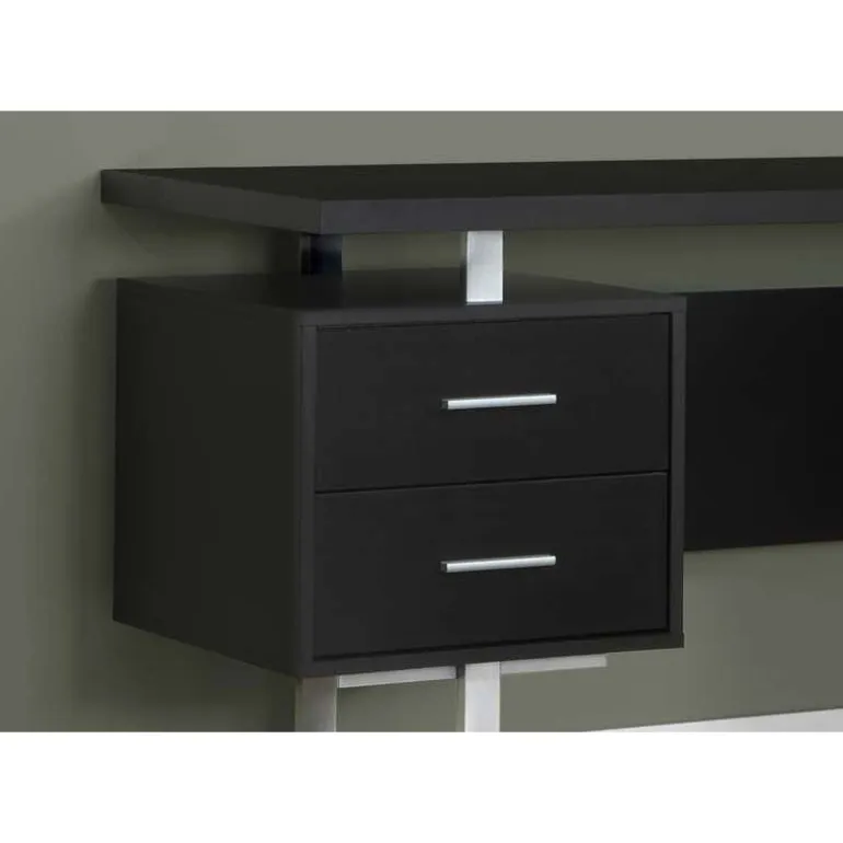 Computer desk - 60"l / espresso / silver metal - Monarch