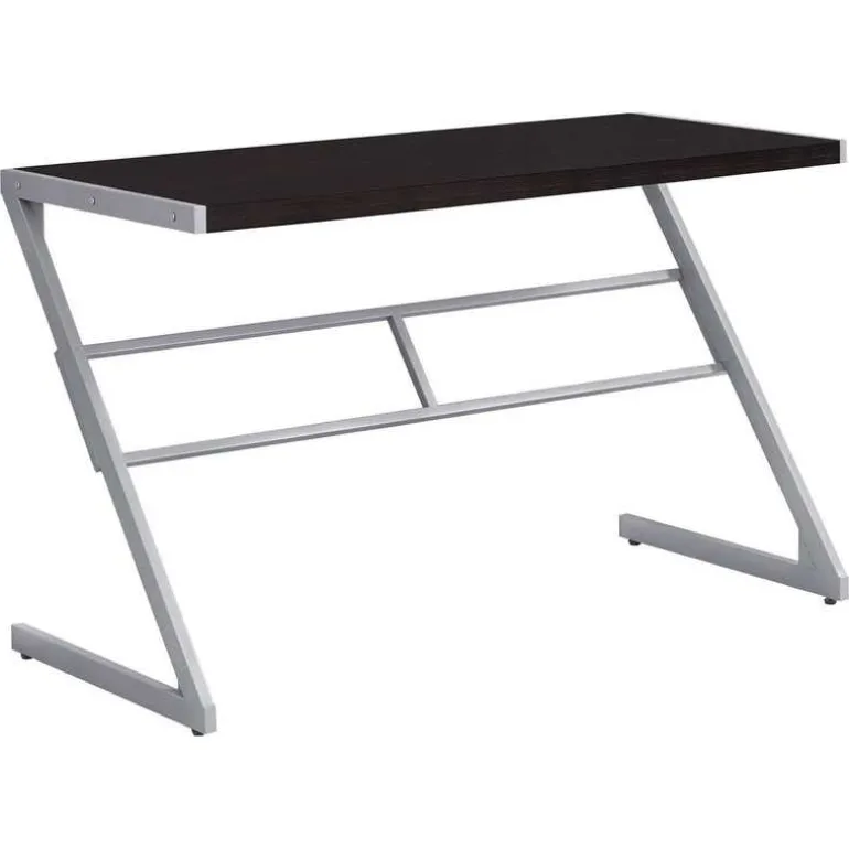 Computer desk - 48"l / espresso / silver metal - Monarch