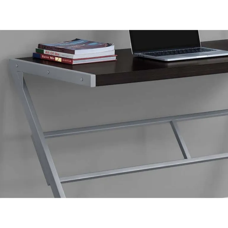Computer desk - 48"l / espresso / silver metal - Monarch