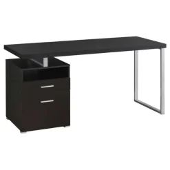 Computer desk - 60"l / espresso / silver metal - Monarch