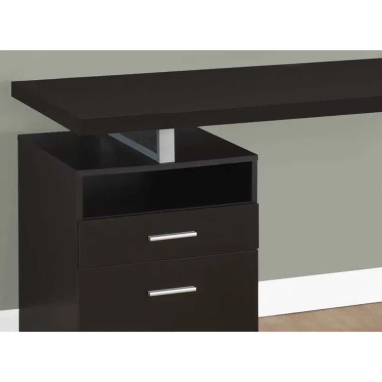 Computer desk - 60"l / espresso / silver metal - Monarch