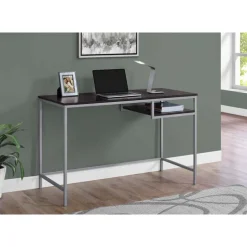 Computer desk - 48"l / espresso / silver metal - Monarch