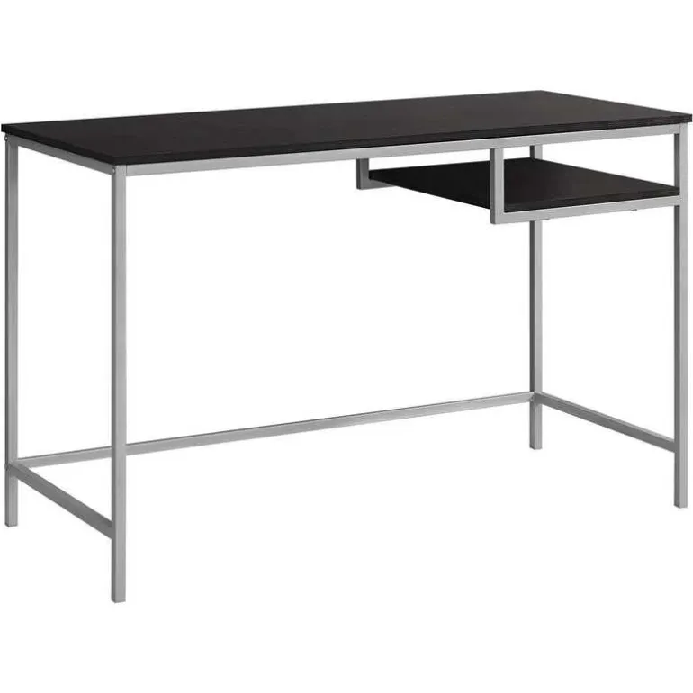 Computer desk - 48"l / espresso / silver metal - Monarch