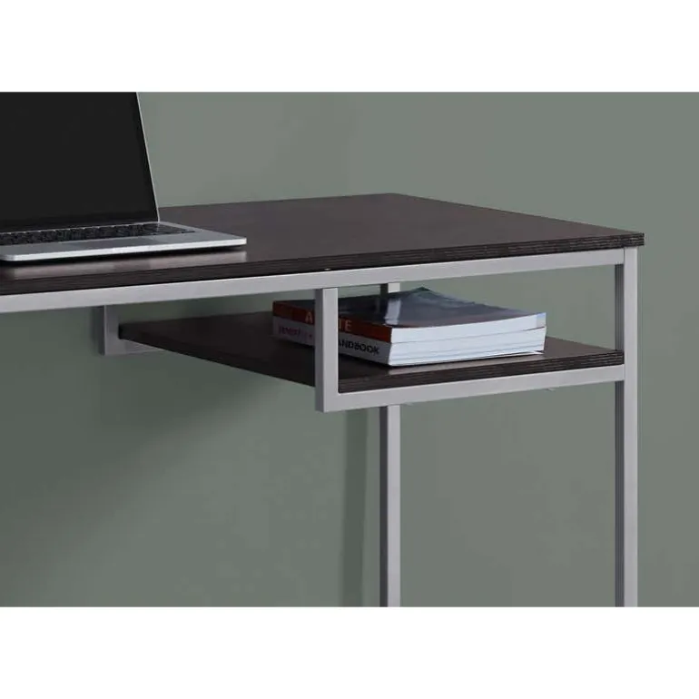 Computer desk - 48"l / espresso / silver metal - Monarch