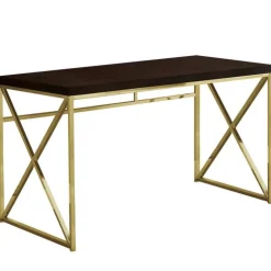Computer desk - 48"l / espresso / gold metal - Monarch