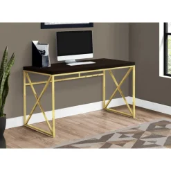 Computer desk - 48"l / espresso / gold metal - Monarch