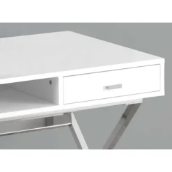 Computer desk - 48"l / glossy white / chrome metal - Monarch