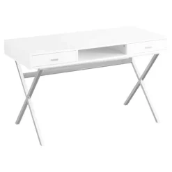 Computer desk - 48"l / glossy white / chrome metal - Monarch