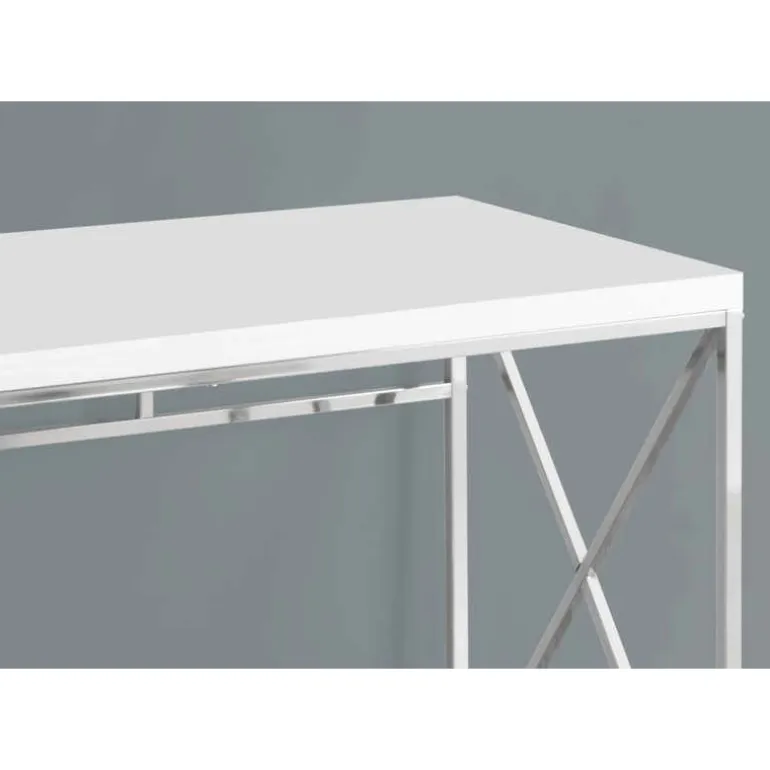 Computer desk - 48"l / glossy white / chrome metal - Monarch