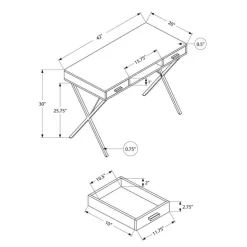 Computer desk - 42"l / grey / black metal - Monarch