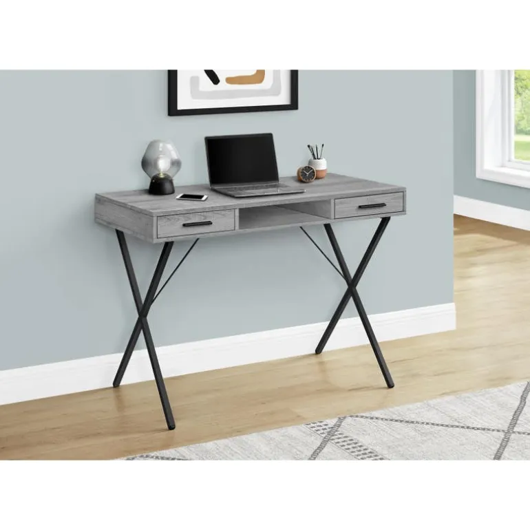 Computer desk - 42"l / grey / black metal - Monarch