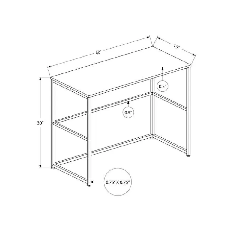 Computer desk - 40"l / grey / black metal - Monarch