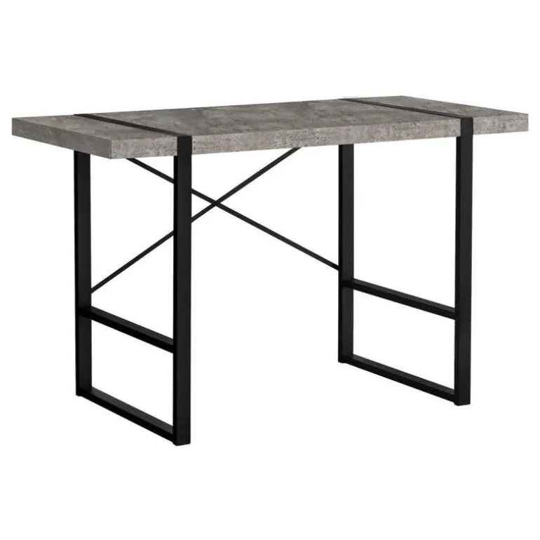 Computer desk - 48"l / grey concrete-look / black metal - Monarch